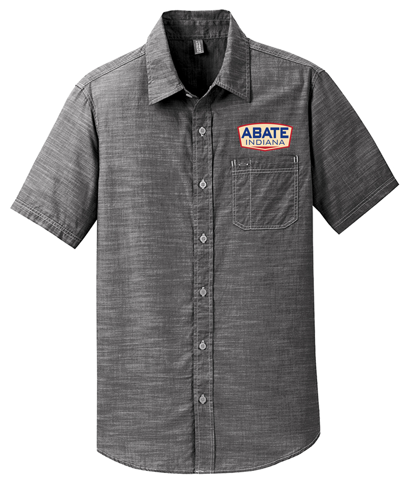 Grey Lightweight Woven Button Up Shirt Adult Small