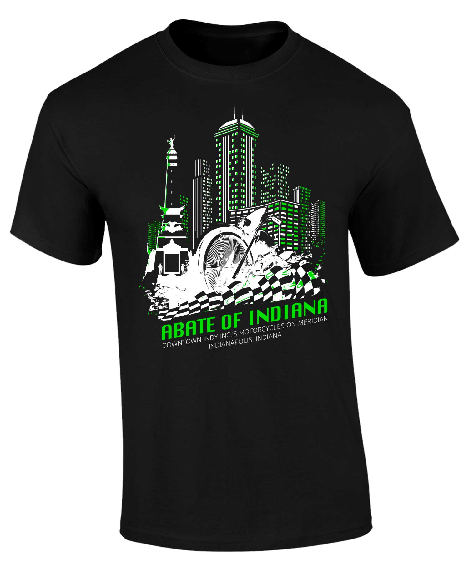 Limited Edition Motorcycles on Meridian Tee Neon Green 2X