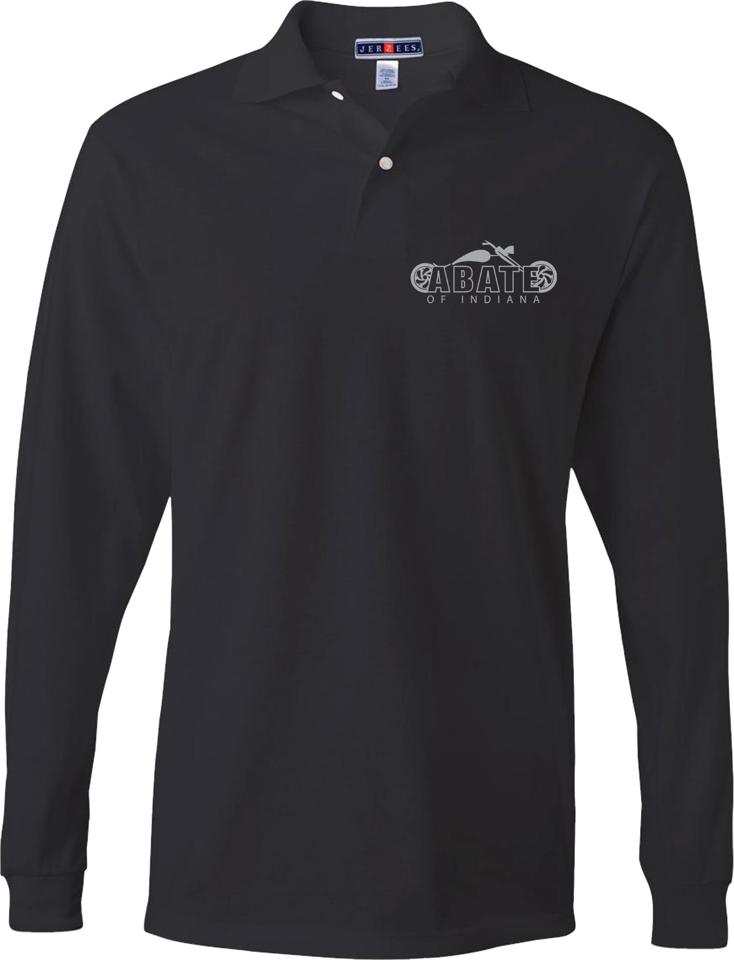 Embroidered Long Sleeve Black Polo Adult 3X
